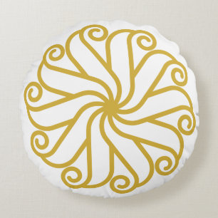 Elegante Navy Blauwe Tribale Mandala Gouden Kleur Rond Kussen