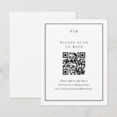 Elegante Navy Blauwe Trouw QR Code RSVP Kaart (Voorkant / Achterkant)
