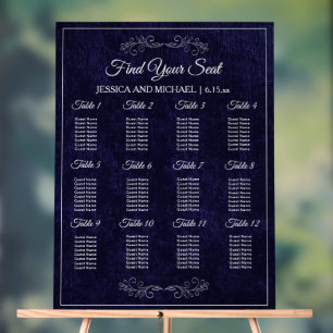 Elegante Navy Blauwe Trouw Stoelenkaart Acryl Bord