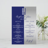 Elegante Navy Blauwe Trouwbarmenu (Staand voorkant)