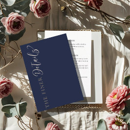 Elegante Navy Blauwe Trouwdetails Informatiekaartje