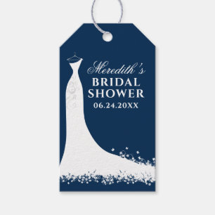 Elegante Navy Blauwe Trouwjurk Bruiloftsfeest Favo Cadeaulabel