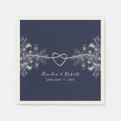 Elegante Navy Blauwe Trouwservetten Servet (Voorkant)