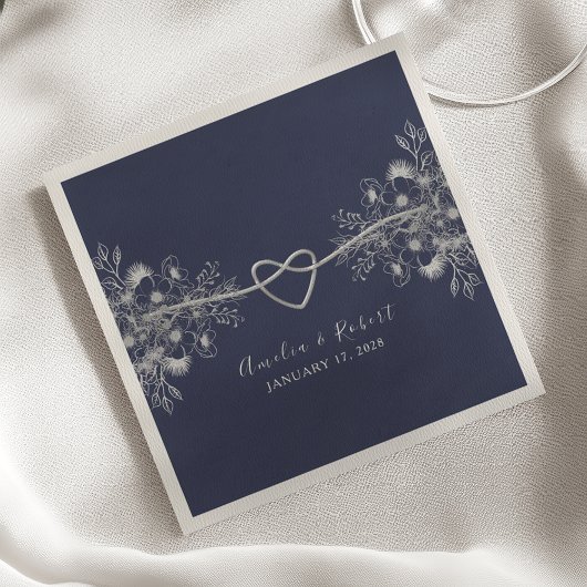 Elegante Navy Blauwe Trouwservetten Servet