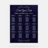 Elegante Navy Blauwe Trouwstoelindeling Grafiek Acryl Bord (Voorkant)