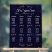 Elegante Navy Blauwe Trouwstoelindeling Grafiek Acryl Bord (Neutraal)