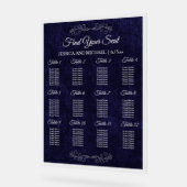 Elegante Navy Blauwe Trouwstoelindeling Grafiek Acryl Bord (Hoek)