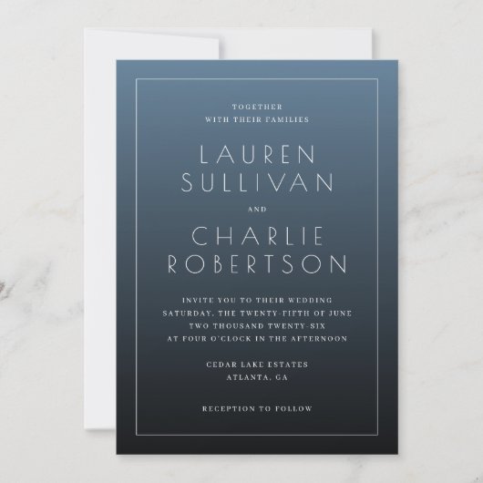 Elegante Navy Blauwe Typografie Kaart (Voorkant)