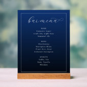 Elegante Navy Blauwe Typografische Balkmenu Acryl Bord (Neutraal)