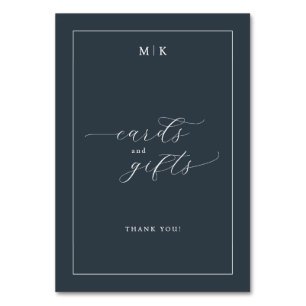 Elegante Navy Blauwe Typografische Dankkaart Kaart