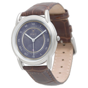 Elegante Navy Blauwe Wijzerplaat Romeinse Cijfers Horloge