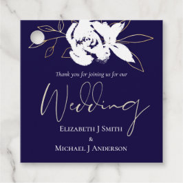 Elegante Navy Blauwe Witte Gouden Trouw Bedankjes Labels