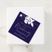 Elegante Navy Blauwe Witte Gouden Trouw Bedankjes Labels (In situ)
