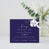 Elegante Navy Blauwe Witte Gouden Trouw RSVP (Staand voorkant)