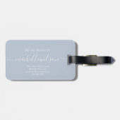 Elegante Navy Blauwe Witte Initiaal Script Naam Bagagelabel (Achterkant horizontaal)