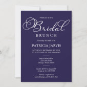 Elegante Navy Blauwe Witte Script Bruids Brunch Kaart (Voorkant)