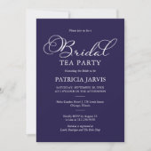 Elegante Navy Blauwe Witte Script Bruids Thee Fees Kaart (Voorkant)