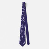 Elegante Navy Blauwe Witte Stippen Bruidegom Cadea Stropdas (Voorkant)