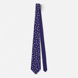 Elegante Navy Blauwe Witte Stippen Bruidegom Cadea Stropdas