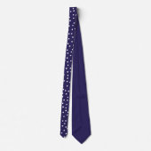 Elegante Navy Blauwe Witte Stippen Bruidegom Cadea Stropdas (Achterkant)