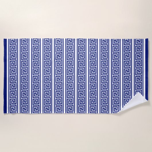 Elegante Navy Blauwe & Witte Strandlaken (Voorkant)