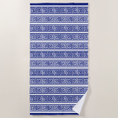 Elegante Navy Blauwe & Witte Strandlaken (Voorkant)