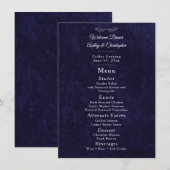Elegante Navy Blauwe Witte Welkomstdiner Menu (Voorkant / Achterkant)