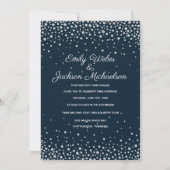 Elegante Navy Blauwe Zilveren Diamant Confetti Bru Kaart (Voorkant)