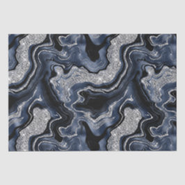 Elegante Navy Blauwe & Zilveren Glitter Agate Verj Tissuepapier