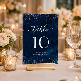 Elegante Navy Blauwe Zilveren Glitter Bruiloft Kaart