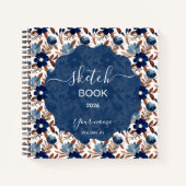Elegante Navy Bloem Notitieboek (Voorkant)