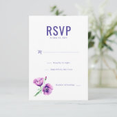 Elegante Navy Bloem RSVP Kaartje (Staand voorkant)