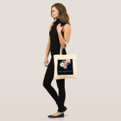 Elegante Navy Bloem Tote Tas met Inspirerende Spre (Voorkant (model))