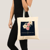 Elegante Navy Bloem Tote Tas met Inspirerende Spre (Voorkant (product))
