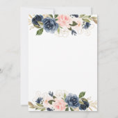 Elegante Navy Bloemen 60e verjaardag Party uitnodi Kaart (Achterkant)