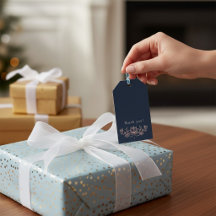 Elegante Navy Bloemen Bedankt-labels
