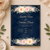 Elegante Navy Bloemige Bruiloft