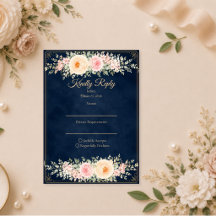 Elegante Navy Bloemige Bruiloft
