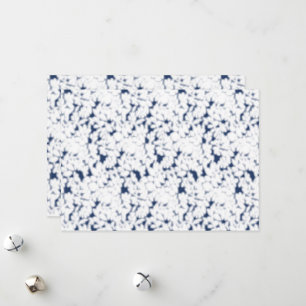 Elegante Navy Bloemrijke Kerstkaart Blauw Wit