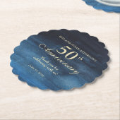 Elegante Navy Blue 50th Wedding Jubileum Kartonnen Onderzetters (Gekanteld)