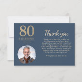 Elegante Navy Blue 80 & Legendarische Verjaardagsf Bedankkaart (Voorkant)