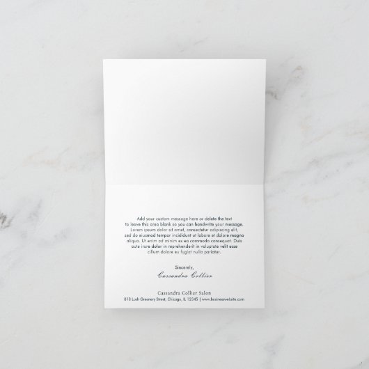 Elegante Navy Blue Abstract Modern Bedankkaart (Binnen)