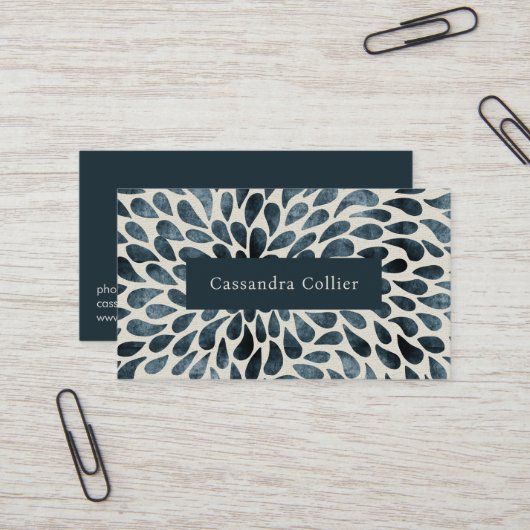 Elegante Navy Blue Abstract Modern Visitekaartje (Voorkant / Achterkant in situ)