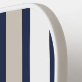 Elegante Navy Blue & Beige Stripes gepersonaliseer Pickleball Paddle (Links Detail)