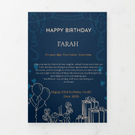 Elegante Navy Blue Birthday Kaart