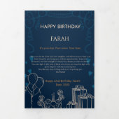 Elegante Navy Blue Birthday Kaart (Cover)