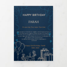 Elegante Navy Blue Birthday Kaart