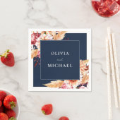 Elegante Navy Blue Boho Chic Bloemen Huwelijk Servet (Insitu)