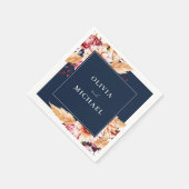 Elegante Navy Blue Boho Chic Bloemen Huwelijk Servet (Hoek)