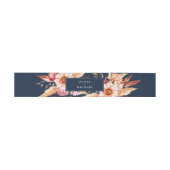 Elegante Navy Blue Boho Chic Bloemen Huwelijk Uitnodigingen Wikkel (Vlak)